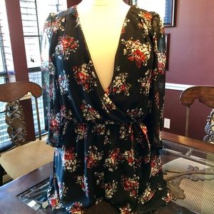 Bailey Blue Sheer Lined Shorts Floral Romper New